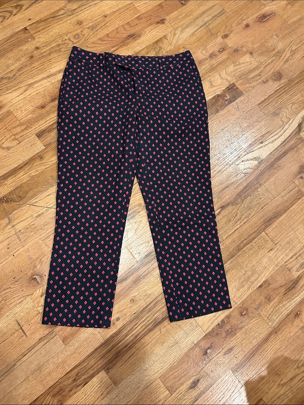 Banana Republic Dark Navy Pants with Red Diamond Pattern